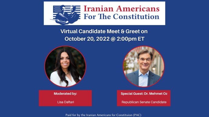Virtual Candidate Meet & Greet Lisa Daftari & Dr. Mehmet Oz on October 20, 2022 @ 2:00pm ET